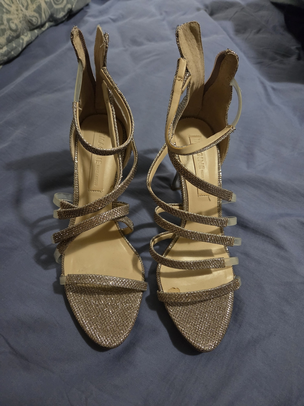 Vince Camuto Women's Strappy Sandal in Champagne Metallic